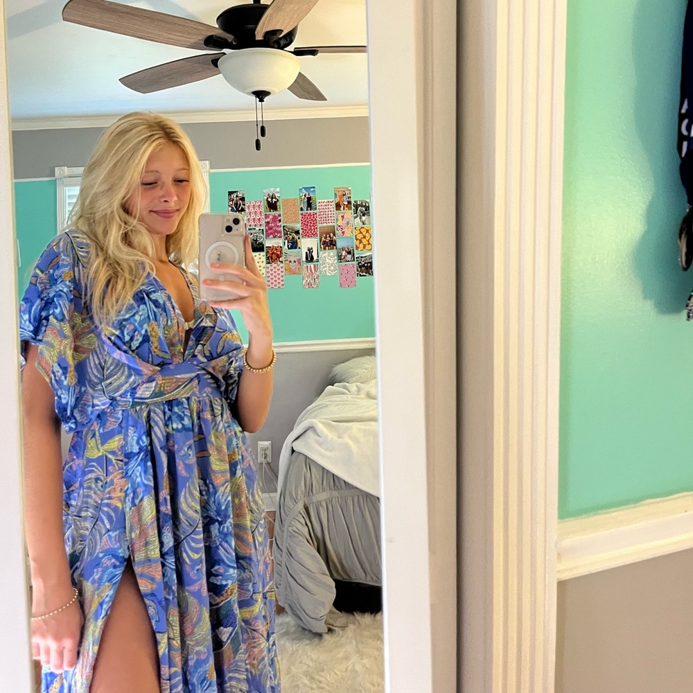 Blue Flowy Boho Floral Dress